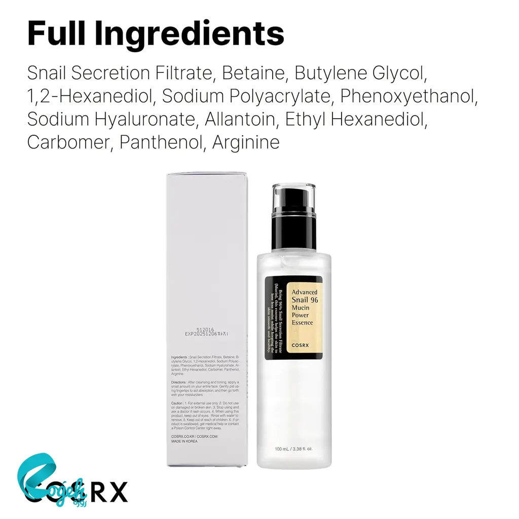 اسنس حلزون کوزارکس COSRX Advanced Snail 96 Mucin Power Essence – آبرسانی و ترمیم پوست با ۹۶٪ موسین حلزون​