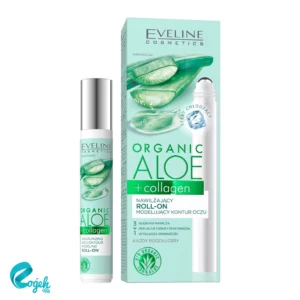 رول آبرسان دور چشم آلوئه ورا و کلاژن اولاین مدل Organic Aloe حجم 15 میلی لیتر