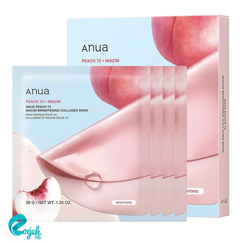 ماسک ورقه ای هلو و نیاسینامید روشن کننده آنوا